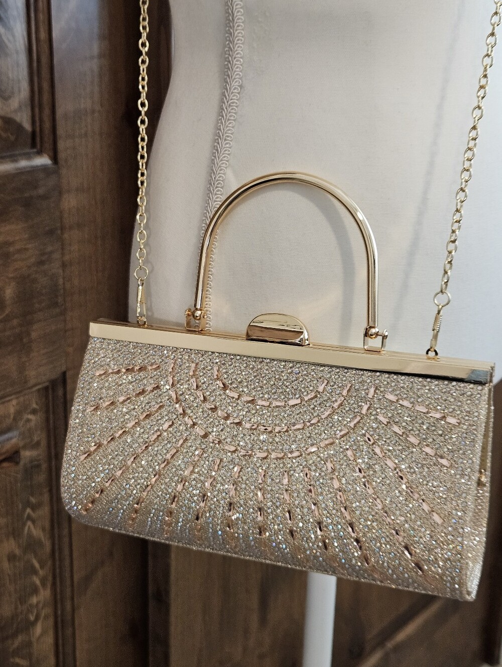 Prezzo Embellished Gold Clutch